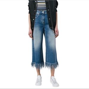 MSGM Fringe Denim Culotte Wide Leg Jeans